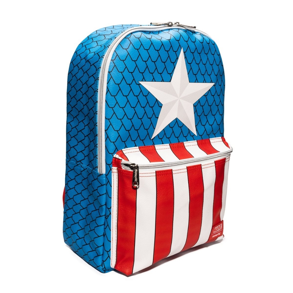 NWT: Loungefly Captain America Cosplay Backpack with Pin Set - Picture 4 of 12
